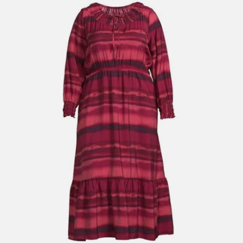 Terra And Sky Long Sleeve Peasant Tiered Maxi Dress 4X (28W-30W) - Picture 4 of 10